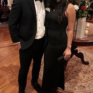 Body-con black tie dress